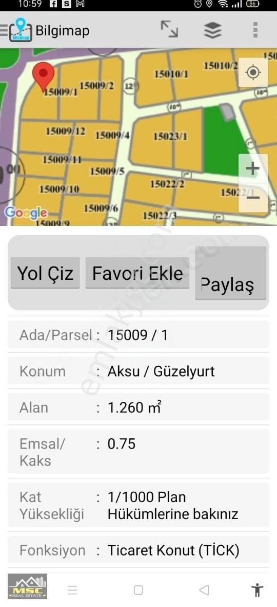 Aksu Güzelyurt Satılık Ticari İmarlı fiyat düştü 10 günlük geçerl aksu imarlı konut ticari arsa 0.75