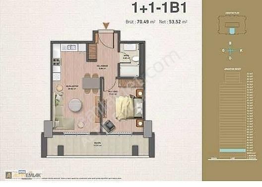 Sarıyer Maslak Satılık Residence MASLAK ECLİPSE RESİDENCE'da SATILIK FIRSAT 1+1 !!!