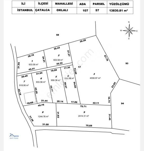 Çatalca Oklalı Satılık Tarla ÇATALCA OKLALI DA YOL ÜZERİ ALT YAPISI BULUNAN FIRSAT ARAZİ