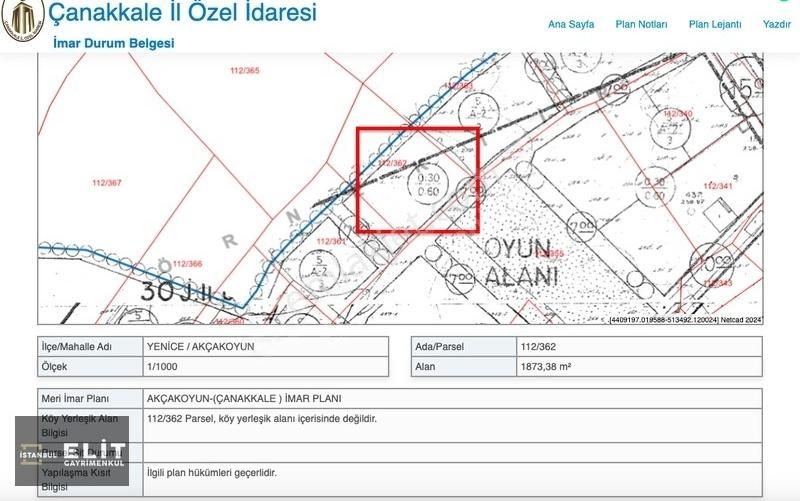 Yenice Akçakoyun Köyü (Atatürk) Satılık Tarla ACİL SATILIK - KAZ DAĞLARI AKÇAKOYUN KÖYÜNDE YENİ İMARLI ARAZİ