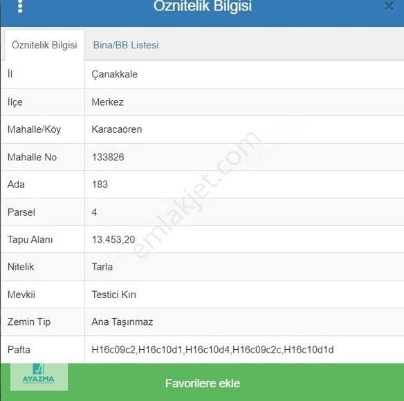 Çanakkale Merkez Karacaören Köyü Satılık Tarla ÇANAKKALE MERKEZ KARACAÖREN KÖYÜ SATILIK TARLA