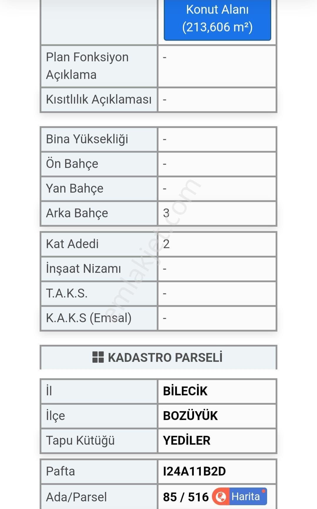 Bozüyük Yediler Satılık Konut İmarlı  BİLECİK BOZÜYÜK ÇORTUK MAHALLESİ SATILIK ARSA