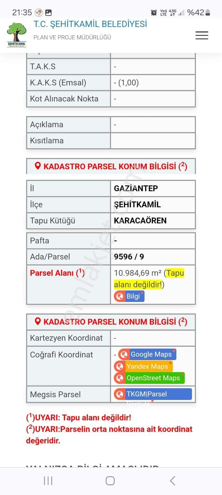 Şehitkamil Karacaören Satılık Ticari İmarlı Satılık Depo Alanı imarlı arsa