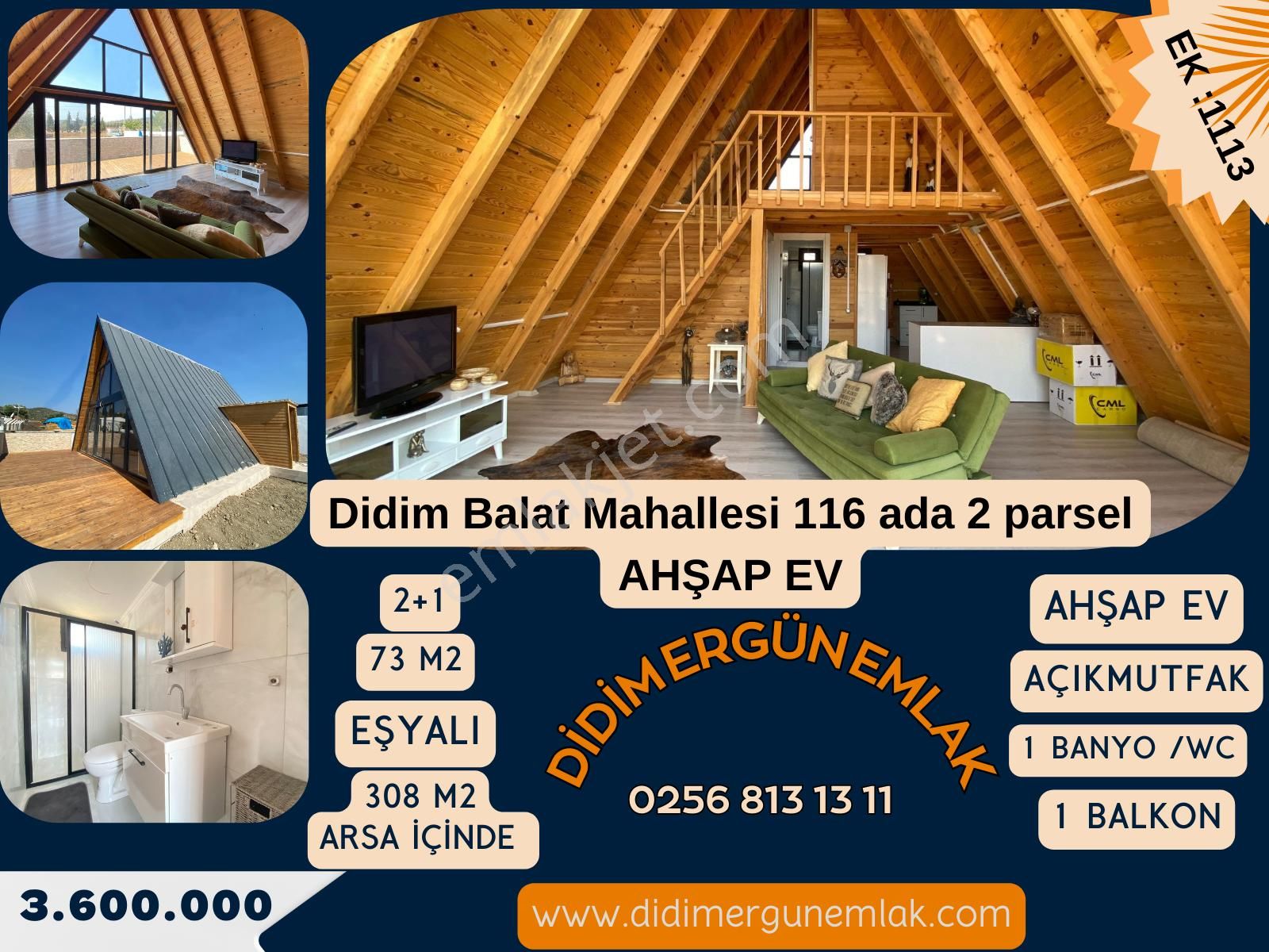 Didim Balat Satılık Daire Didim Balat Mahallesi 116 Ada 2 Parsel ( Ahşap Ev ) (1113)