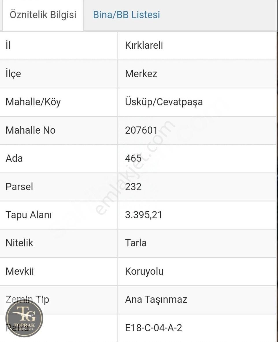 Kırklareli Merkez Üsküp Bld. (Cevat Paşa) Satılık Tarla Üsküp Cevatpaşa Mh. Kadastro Yola Cepheli 3.395 M2 Fırsat Arazi