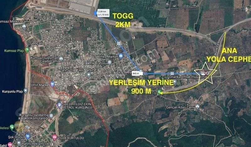 Bursa Gemlik Togg'a Yakın, Anayola Cephe 1.841 M² Arazi - Görsel 3