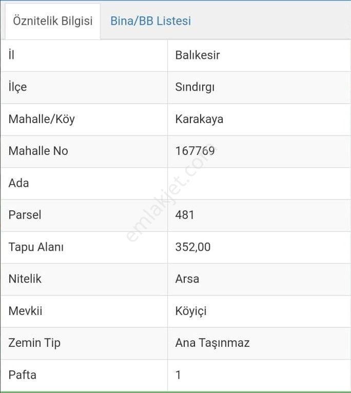 Sındırgı Karakaya Satılık Konut İmarlı  BALIKESİR SINDIRGI KARAKAYA MAHALLESİ 352 M2 SATILIK ARSA