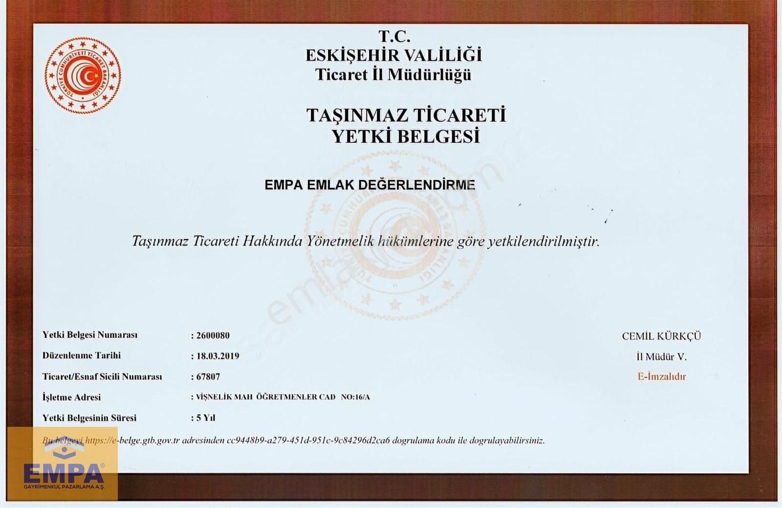 Tepebaşı Uluönder Satılık Ticari İmarlı Empa'dan Baksan Sanayi Sitesi Ticari İmarlı 230m² Satılık Arsa