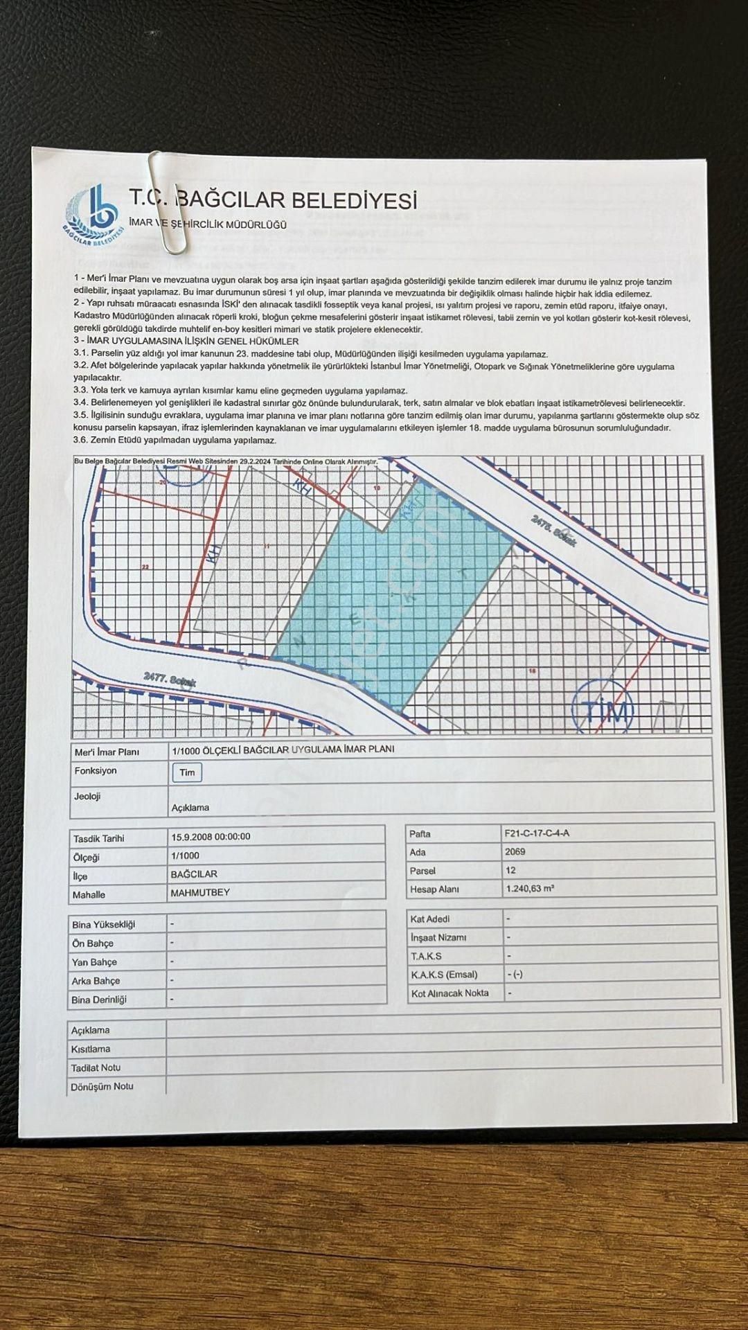 Bağcılar Mahmutbey Satılık Konut+Ticaret Alanı Bağcılar Mahmutbey İstoç karşısı Mia Satılık Arsa