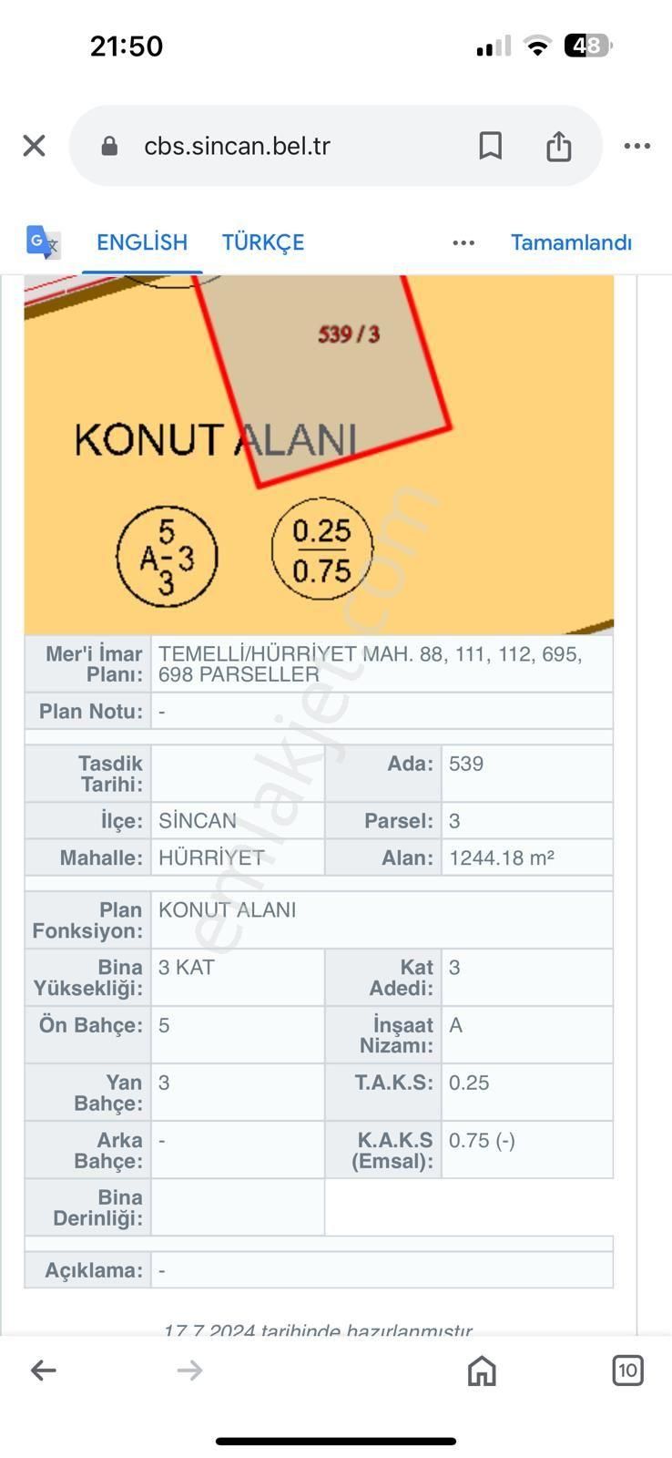 Sincan Hürriyet Satılık Konut İmarlı Satılık Konut İmarlı Arsa