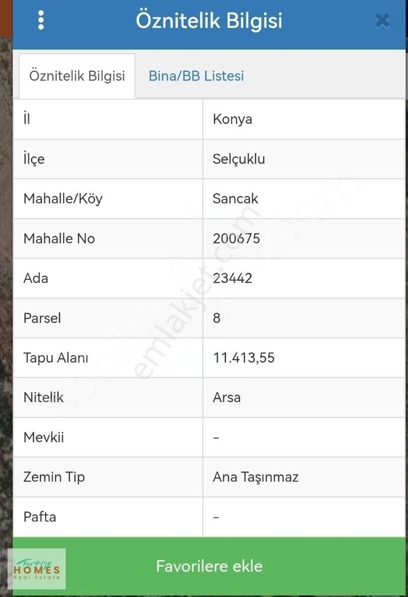 Selçuklu Sancak Satılık Konut İmarlı Sancakta 6 kata imarlı Arsa