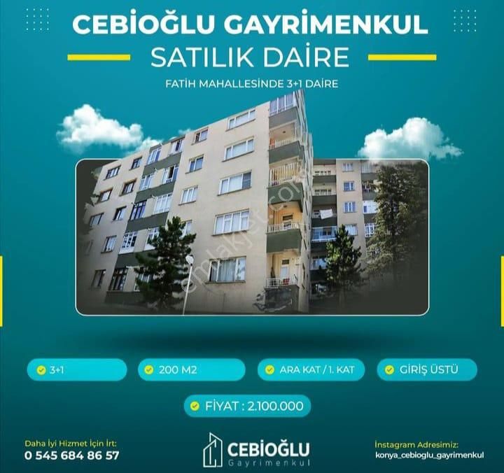 Selçuklu Fatih Satılık Daire  CEBİOĞLU GAYRİMENKUL'DEN FATİH MAHALLESİNDE 3+1 DAİRE