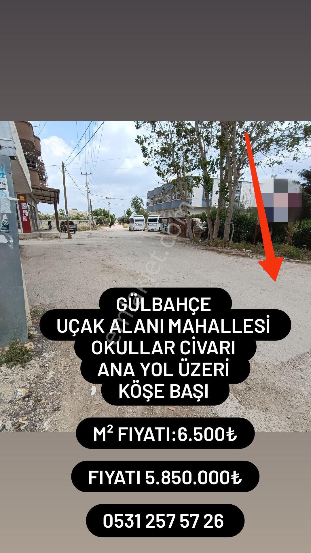 Seyhan Gülbahçesi Satılık Konut+Ticaret Alanı Gülbahçe Uçak Alanı M.h. Yeni Okullar Civarı Köşe Başı Ana Yol Üzeri 900 M² Satılık Arsa