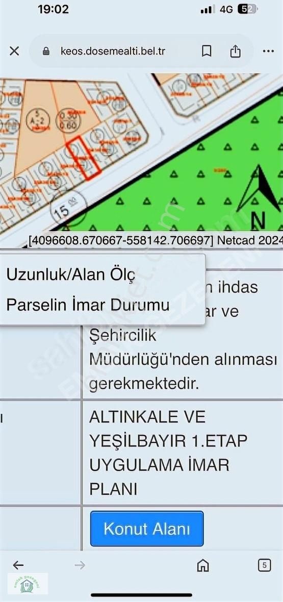 Döşemealtı Altınkale Satılık Villa İmarlı ÖNÜ PARK YOLA CEPHE UYGUN FİYAT