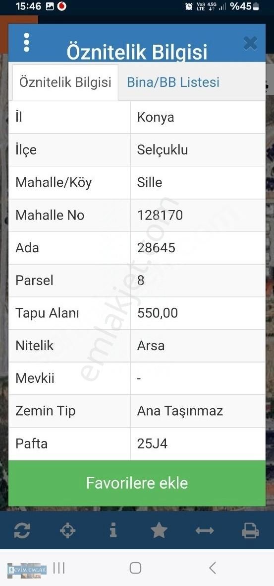 Selçuklu Parsana Satılık Villa İmarlı BUHARADA HAZIR KURULU HOBBY BAHÇESİ 550 METREKARE ARSA