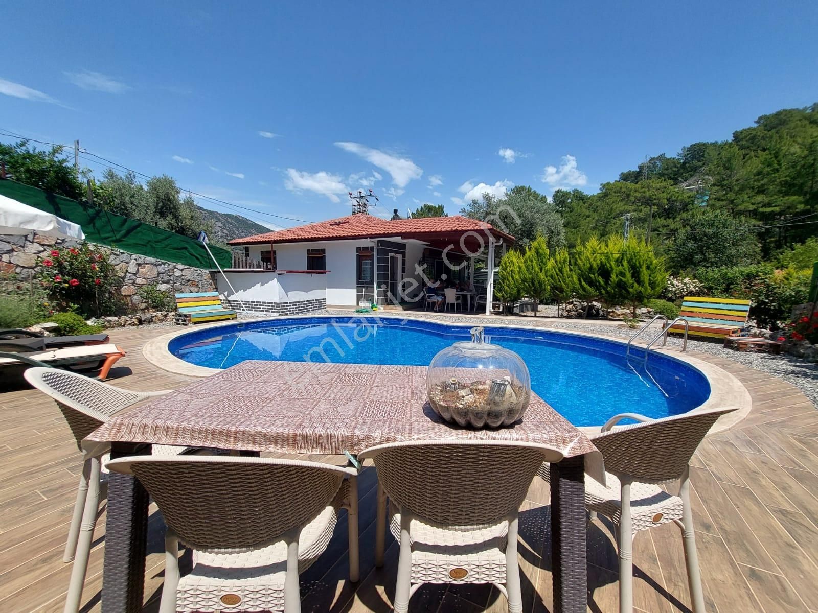 Ortaca Gökbel Satılık Villa  Ortaca Gökbelde Bağımsız Yüzme Havuzlu Eşyalı 155 M2 Ev Satılık