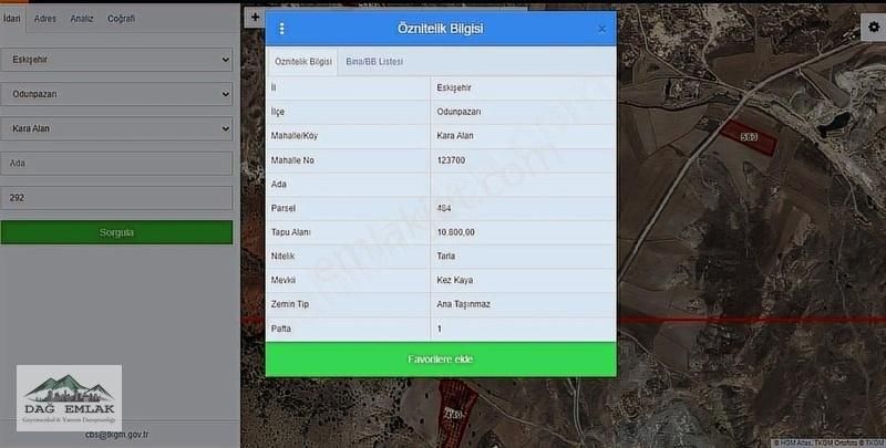 Odunpazarı Karaalan Satılık Tarla DAĞ EMLAK//KARA ALAN MH. TARIMA UYGUN YATIRIMLIK 10.800M2 TARLA