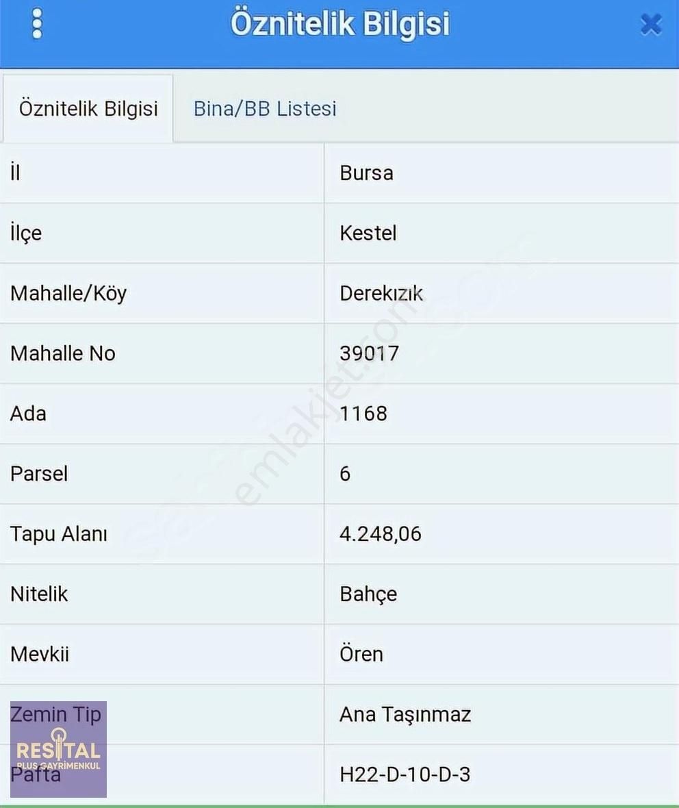 Kestel Derekızık Satılık Bağ & Bahçe KESTEL DEREKIZIK MAHALLESİ SATILIK ARSA