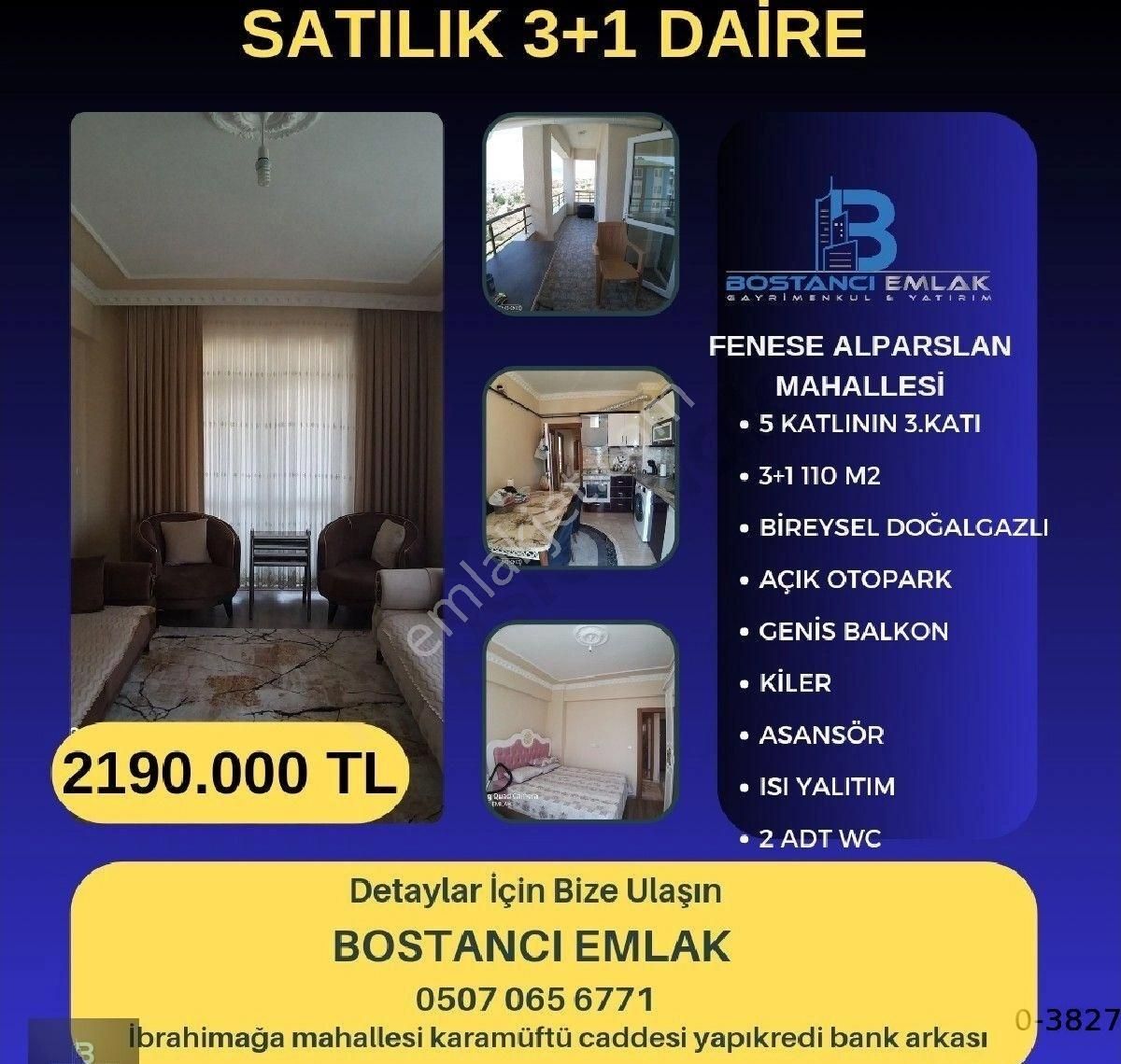 Develi Alpaslan Satılık Daire BOSTANCI EMLAKTAN SATILIK DAİRE