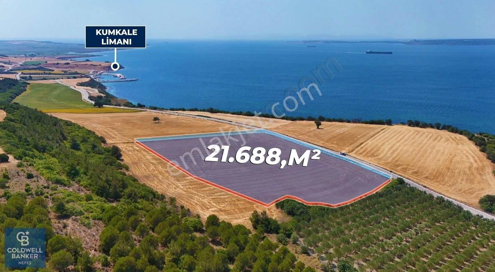 Çanakkale Merkez Halileli Köyü Satılık Tarla Halileli Köyünde Denize 300m Yola Cephe 21.688 m² Satık Tarla !