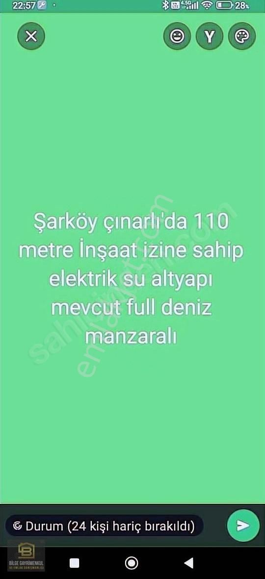 Şarköy Çınarlı Satılık Konut İmarlı Bilge Emlak'tan Şarköy çınarlı'da elektrik su altyapı mevcut ars