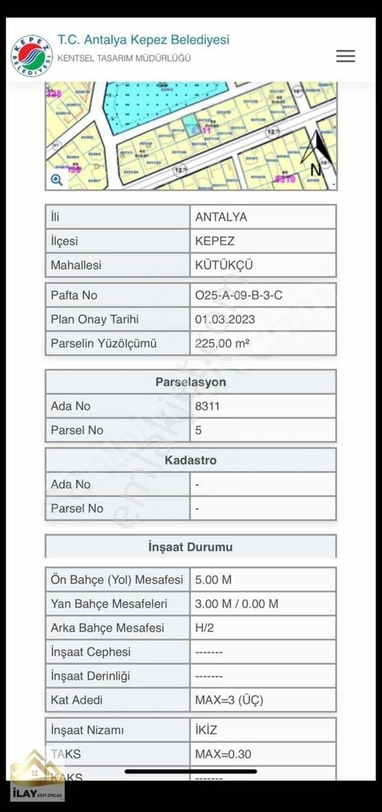 Kepez Kütükçü Satılık Konut İmarlı KAÇIRILMAZ FIRSAT İŞTE KUPON ARSA AL SATA UYGUN