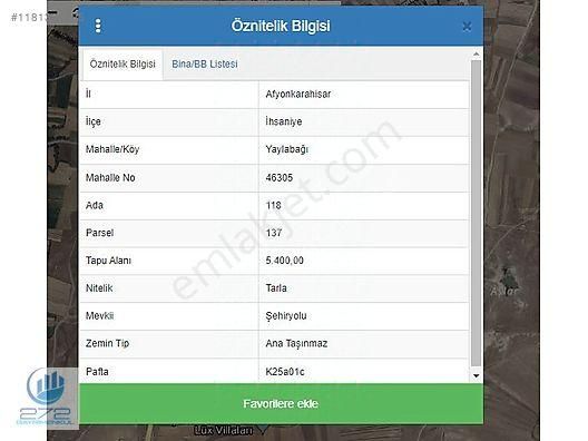 İhsaniye Yaylabağı Bld. (Esentepe) Satılık Tarla YAYLABAĞI YATIRIMLIK TARLA