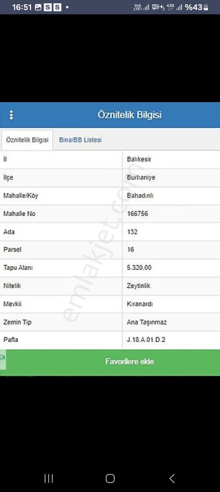 Edremit Sarıkız Satılık Tarla KAZDAĞLARINDA FIRSAT ZEYTİNLIK