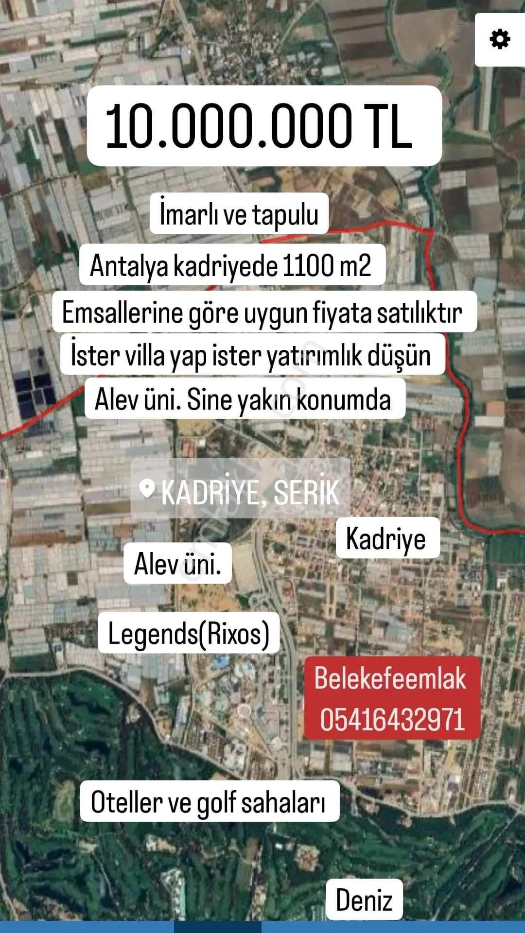 Serik Kadriye Satılık Konut İmarlı uygun fiyat imarlı arsa