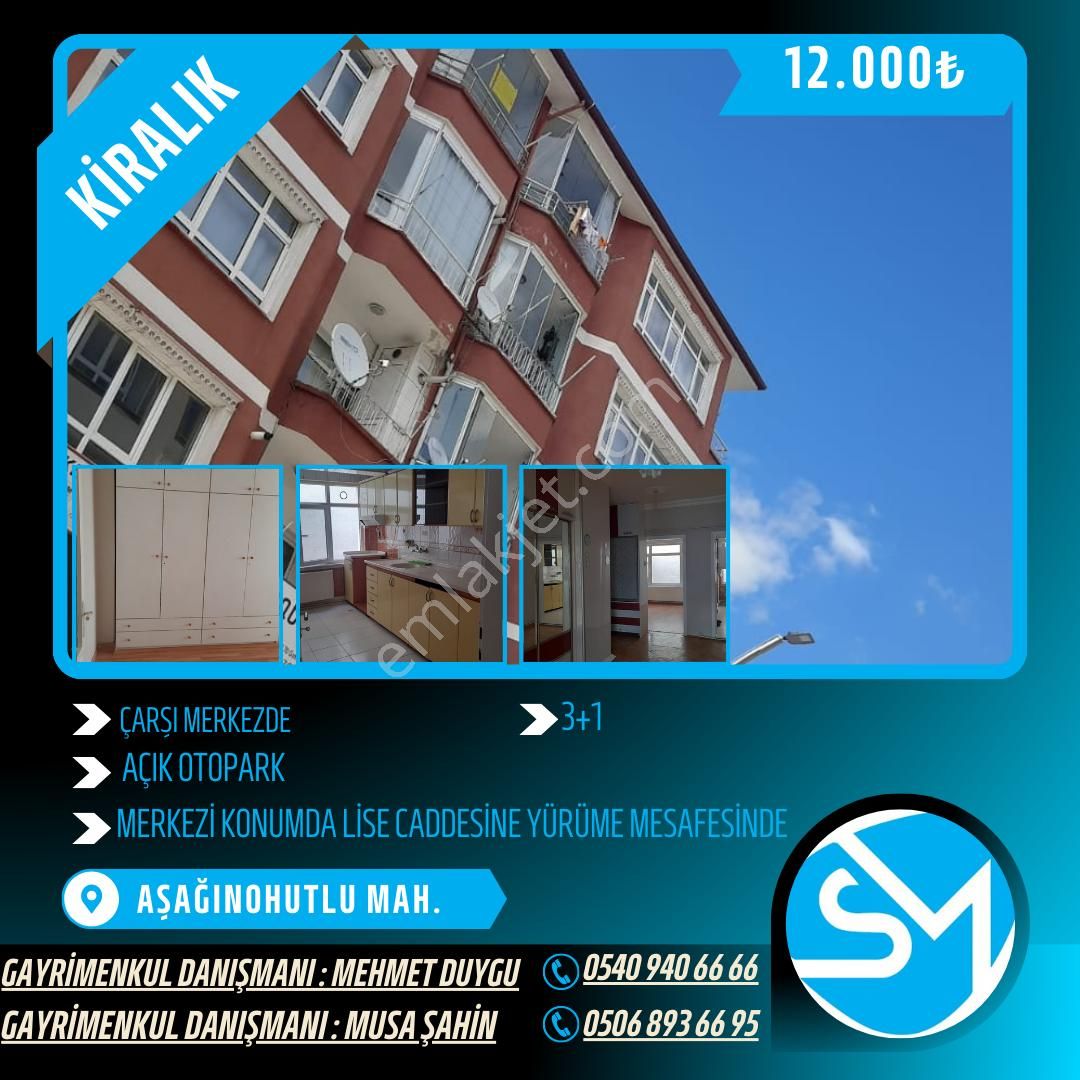 Yozgat Merkez Aşağınohutlu Kiralık Daire SİNEMA SOKAKTA 3+1 KİRALIK MERKEZİ KONUM ---SM GAYRİMENKUL'DEN---