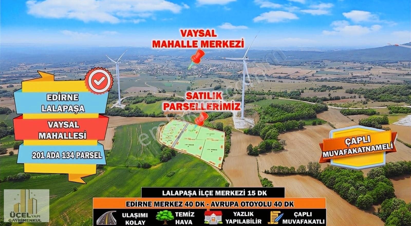 Lalapaşa Vaysal Köyü Satılık Tarla Edirne Vaysal Mahallesinde 9 Hisseden Oluşan Satılık Paket Tarla