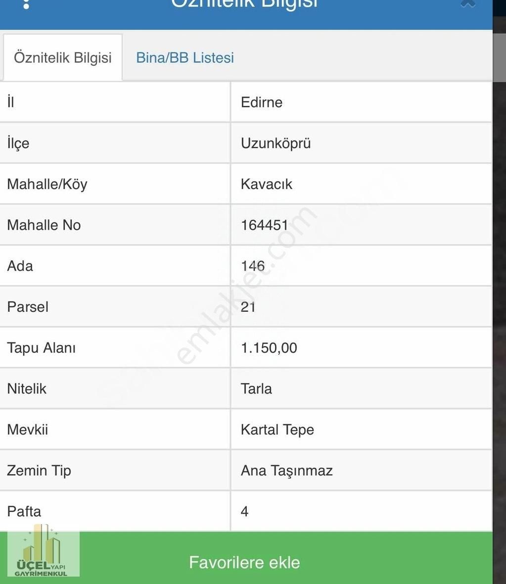 Uzunköprü Kavacık Köyü Satılık Tarla Uzunköprü Kavacık Mahallesinde Müstakil 1160 M2 Tek Tapu Tarla