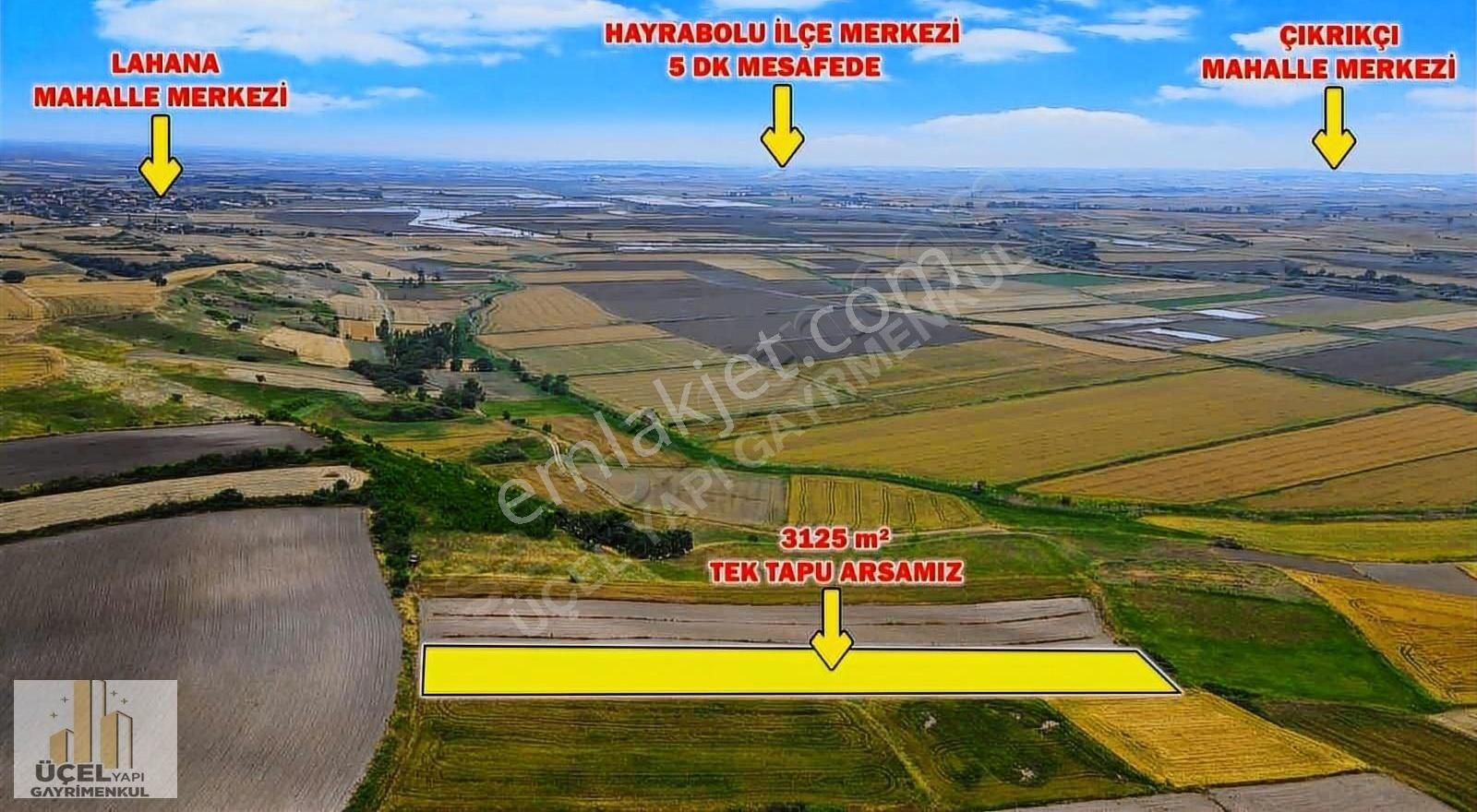 Hayrabolu Lahna Satılık Tarla HAYRABOLU LAHANA MAHALLESİNDE 3.125 M2 TEK TAPU SATILIK TARLAMIZ