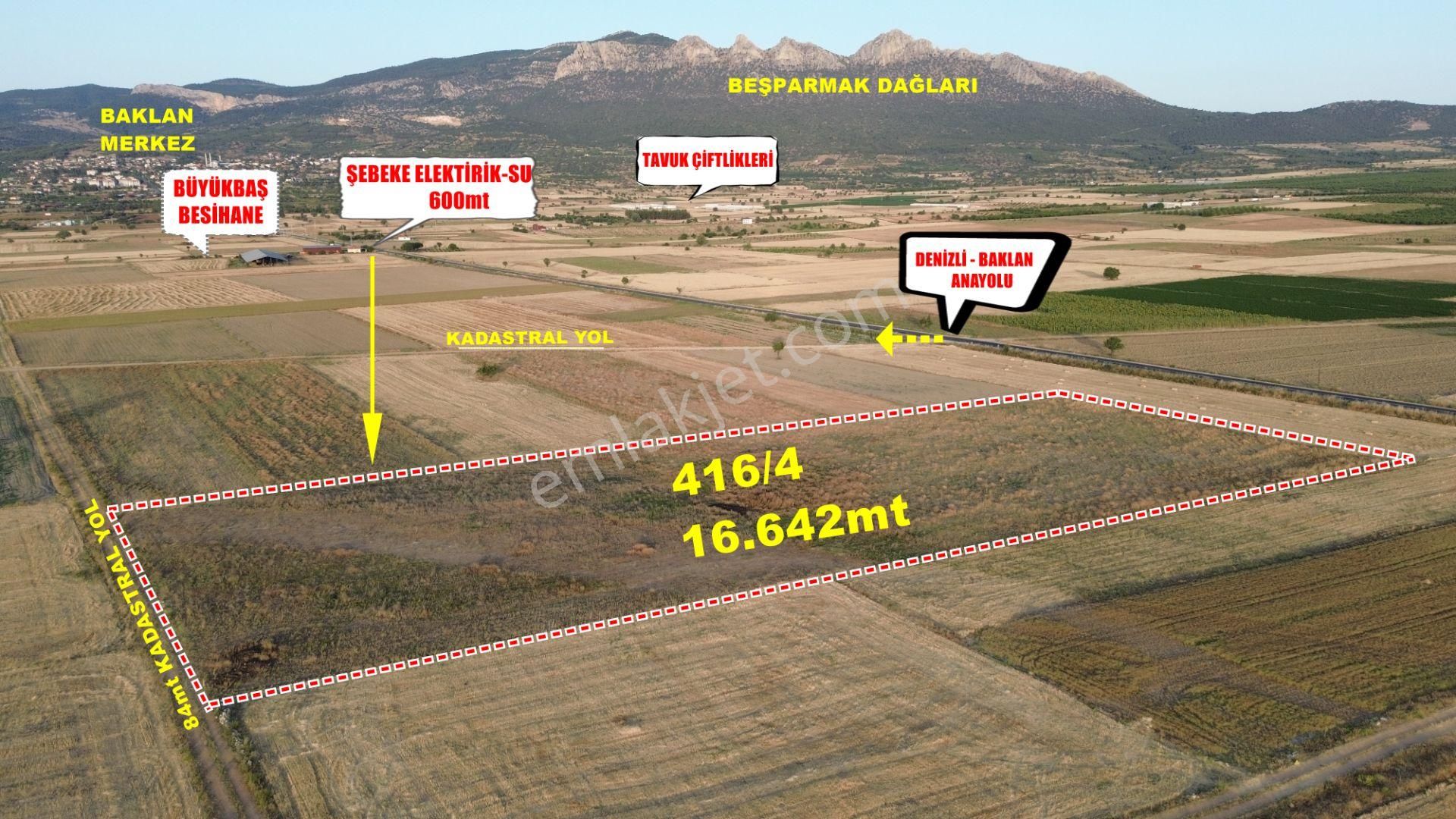 Baklan Gürlük Satılık Tarla KREDİYE,HİBEYE,BİNA YAPIMINA UYGUN DENİZLİYOLU 1.PARSEL 16.642M2