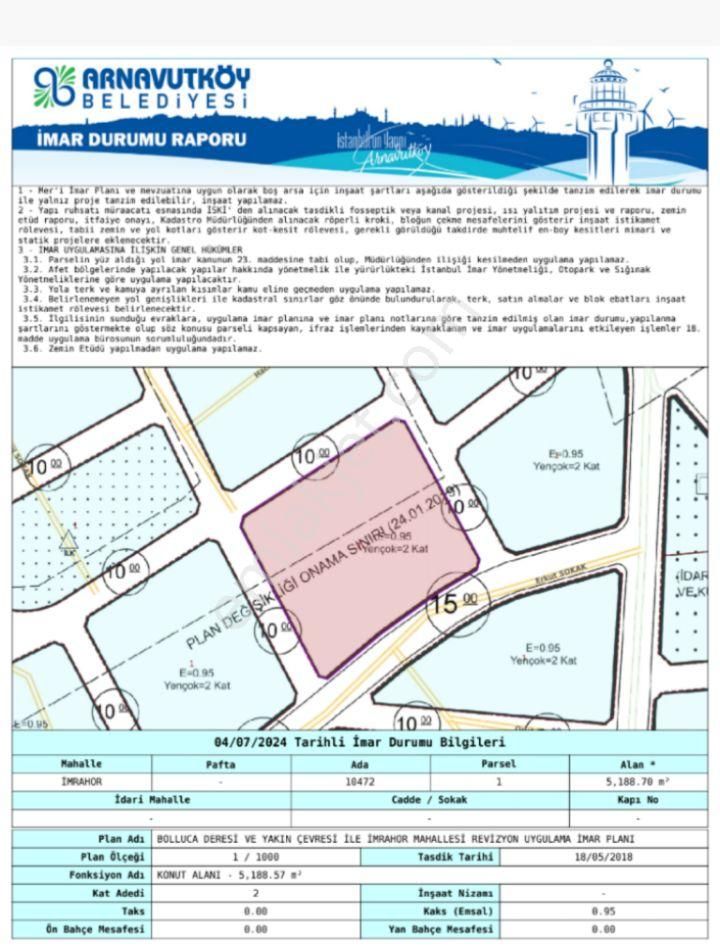 Arnavutköy İmrahor Satılık Konut İmarlı Sahibinden Acil 212 Metrekare 0.95 İmarlı İfrazlı