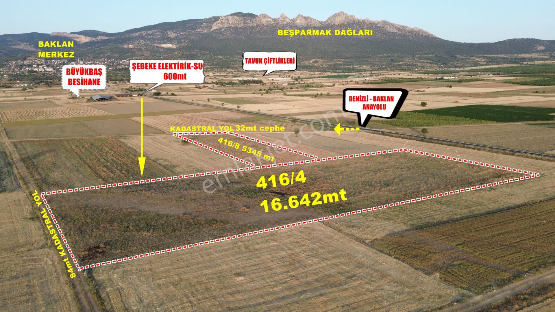 Baklan Gürlük Satılık Tarla  KREDİYE,HİBEYE,BİNA YAPIMINA UYGUN DENİZLİYOLU 1.PARSEL 22000 M2