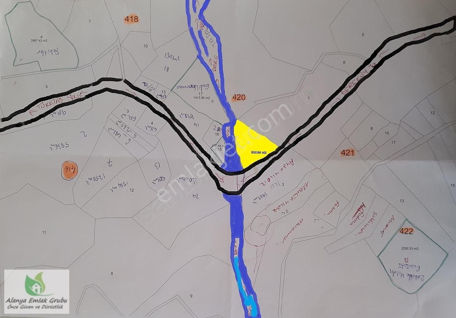 Dere Mh.çonlu Mev.türktaş Yolu Cephe Tarla 932 M2,yol,su,elk Var - Görsel 7