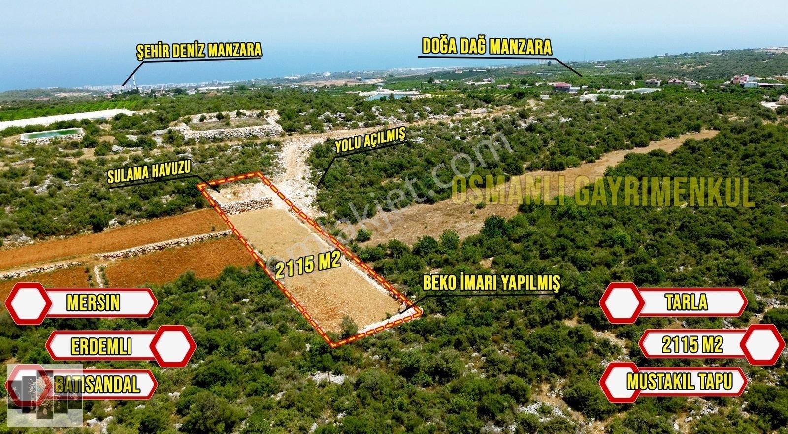 Erdemli Batısandal Satılık Tarla ERDEMLİ BATISANDAL 2115 M2 SATILIK PARSEL