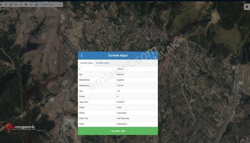 Yalova Merkez Sugören Köyü (Merkez) Satılık Tarla 7448 Rengarenk'ten Yola Cephe Arazi