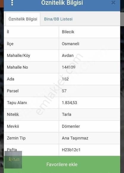 Osmaneli Avdan Köyü Satılık Tarla EMR'DEN AVDANDA KONTEYNERLİ ARSA