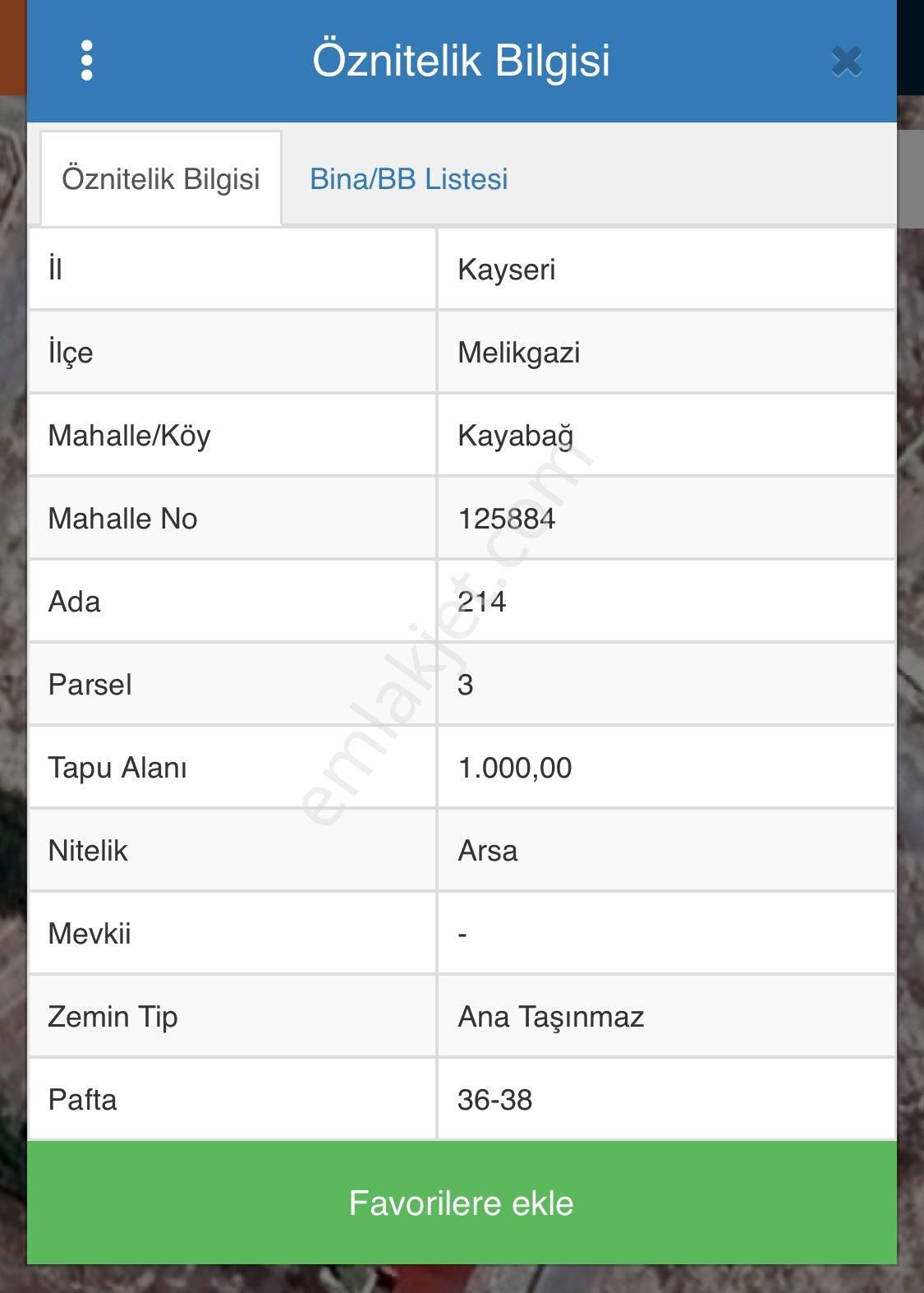 Melikgazi Kayabağ Satılık Konut İmarlı Gesi Kayabağda 1000 M2 Satılık Villa Parseli