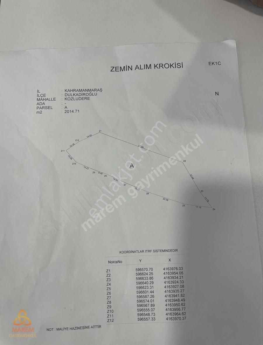 Dulkadiroğlu Kozludere Satılık Bağ & Bahçe MAREM DEN KOZLUDEREDE SATILIK MUHTAR SENETLİ BAĞ