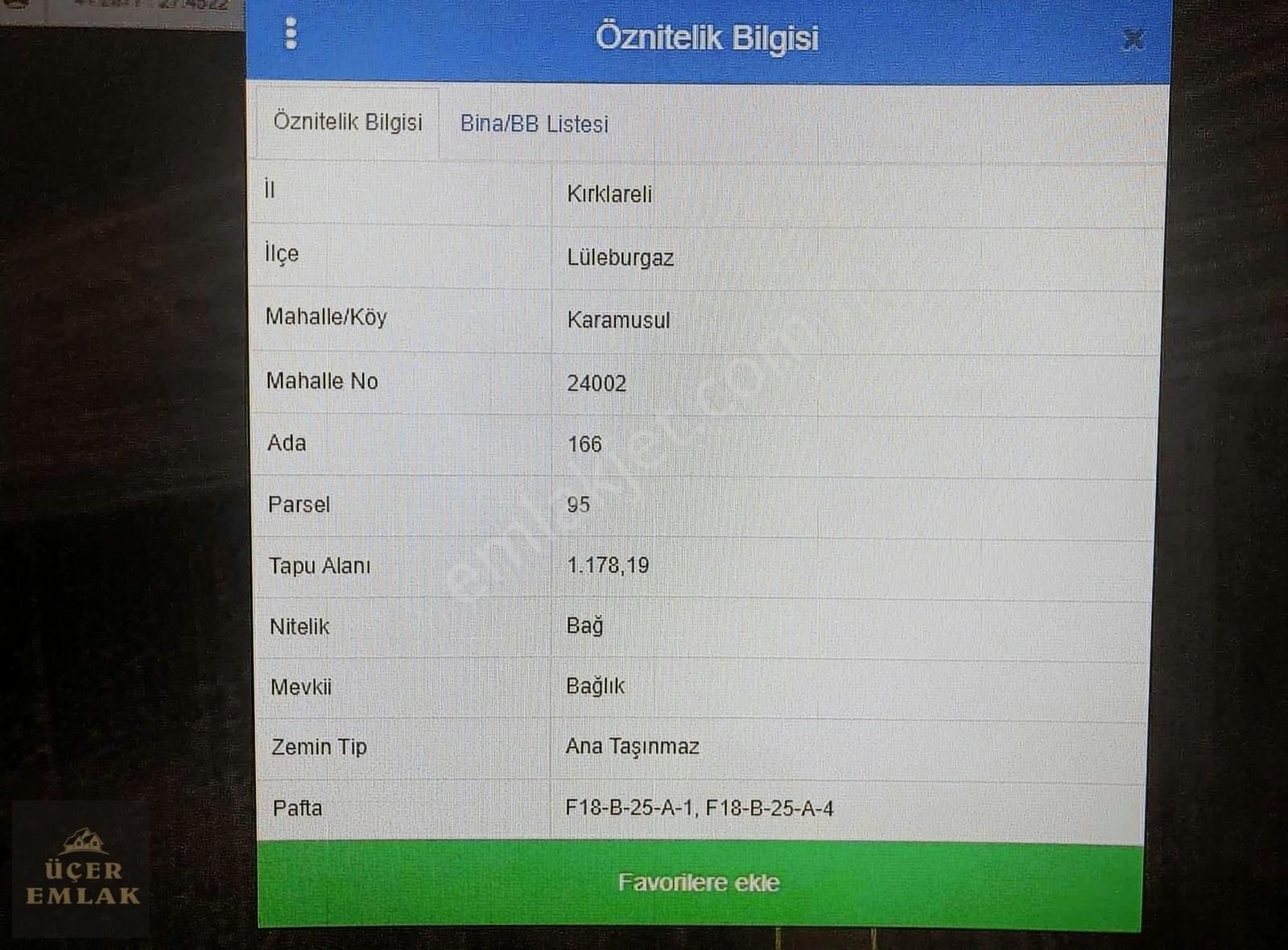 Lüleburgaz Karamusul Köyü Satılık Bağ & Bahçe LÜLEBURGAZ KARAMUSUL KÖYÜ 1.178m2 TEK TAPU BAĞ YERİ SATILIK