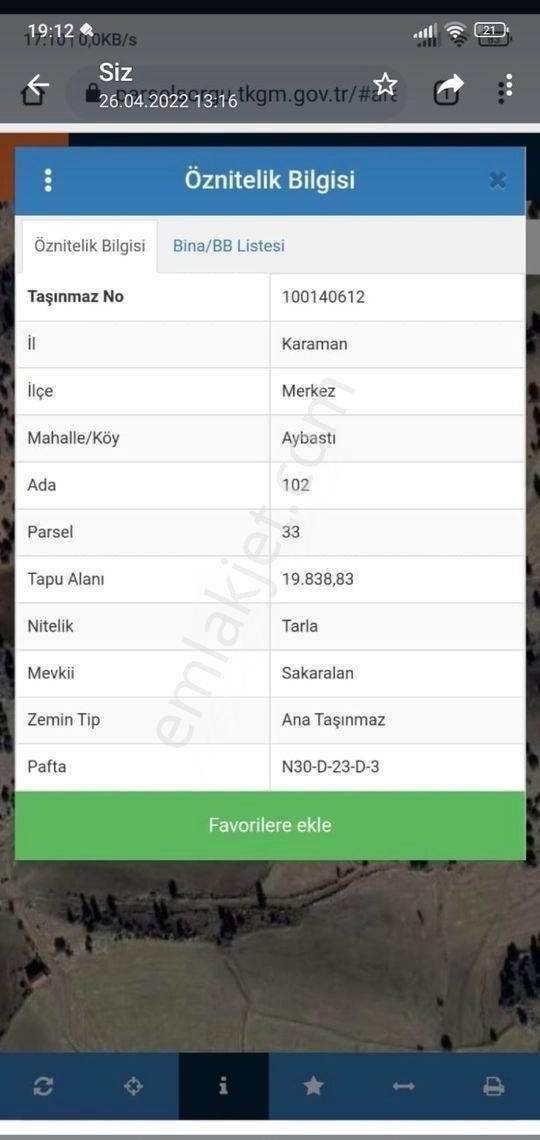 Karaman Merkez Aybastı Köyü Satılık Tarla MRM EMLAKTAN AYBASTI KÖYÜNDE FIRSAT SATILIK TARLA