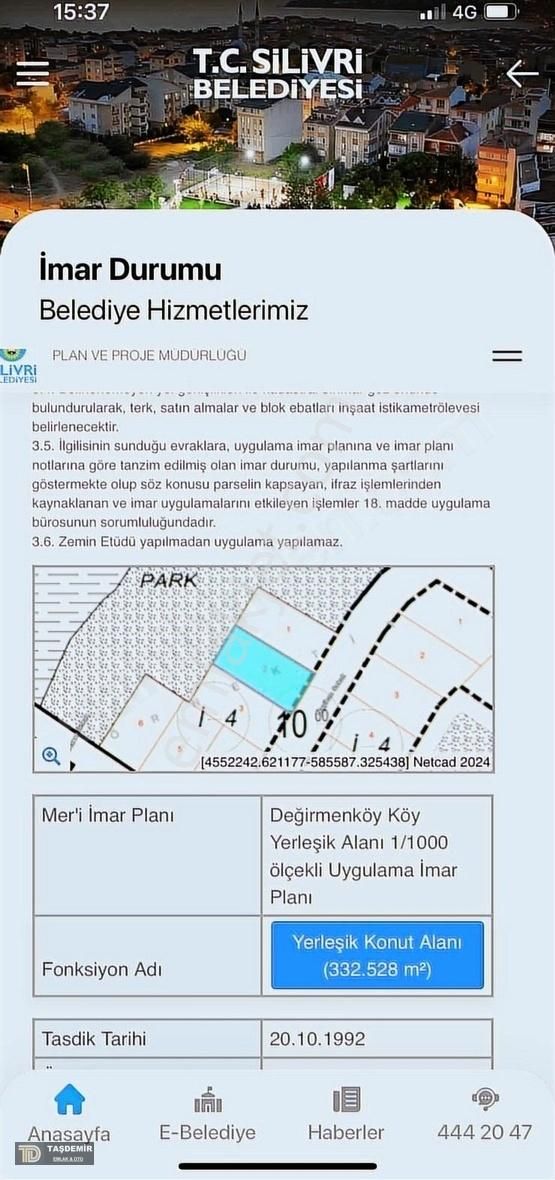 İstanbul Silivri Satılık Ticari İmarlı SİLİVRİ DEĞİRMENKÖYDE SATILIK 332 M 4 KAT KONUT İMARLI ARSA