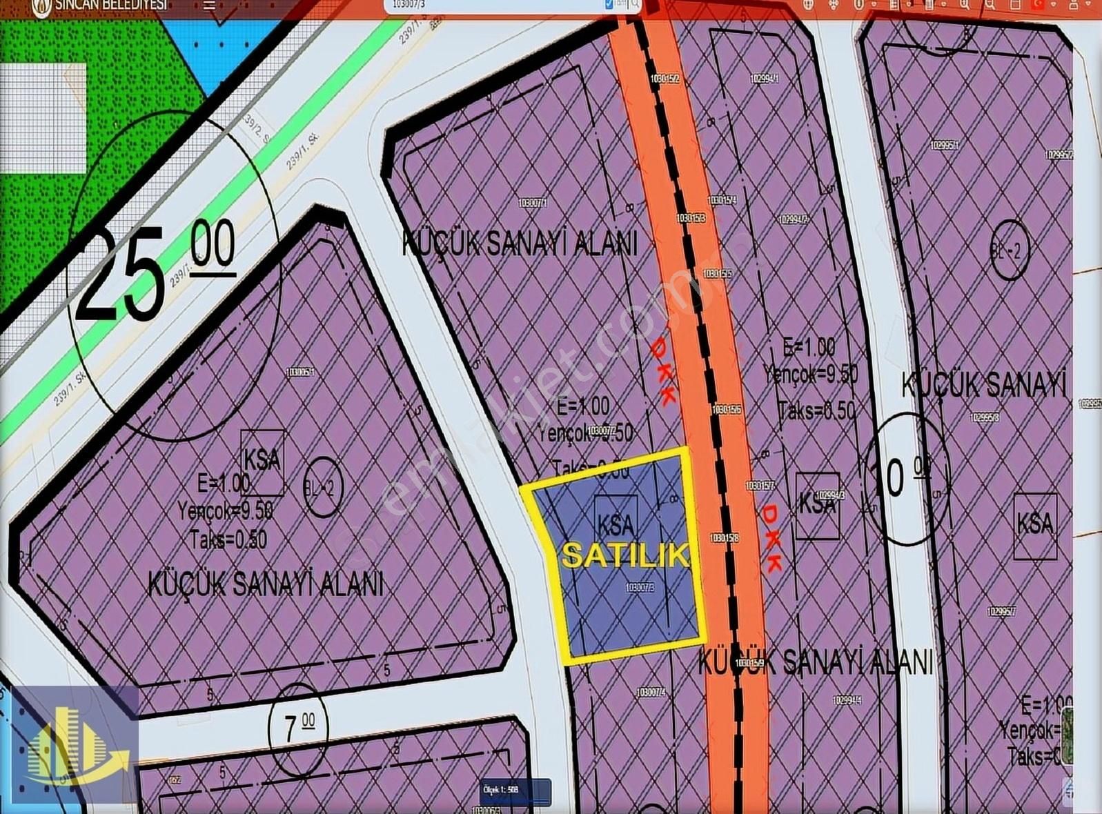 Sincan Ahi Evran Satılık Sanayi İmarlı Sincan Ahi Evran Tuğla Ocaklarında 1 Emsal 157 m² Sanayi Arsası