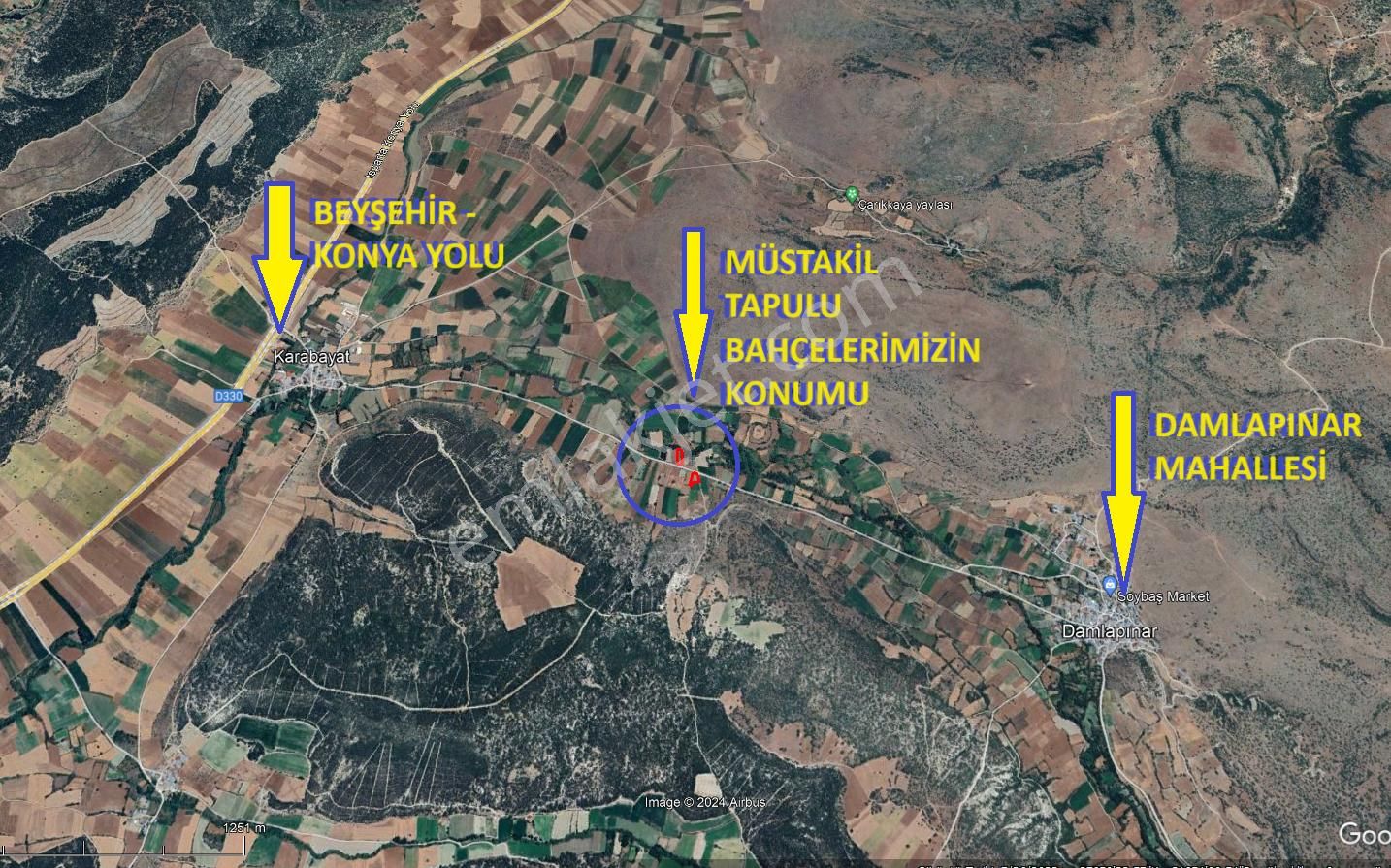 Beyşehir Damlapınar Satılık Bağ & Bahçe Beyşehir Damlapınar Tapulama Ana Yola Yakın Su İmkanı Olan Bahçe