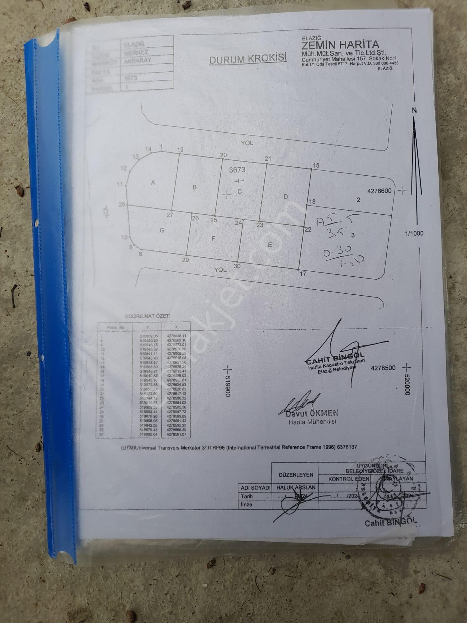 Elazığ Merkez Aksaray Satılık Konut İmarlı  AKSARAY TOKİ YANI İMARLI ARSA BU FİYATA YOK