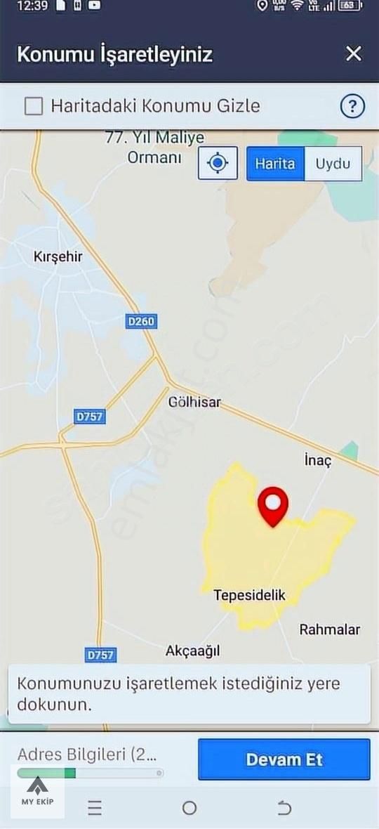 Kırşehir Merkez Tepesidelik Köyü Satılık Tarla My Ekip Kırşehir Yatırımcıların Merkezi Oldu. Gelişiyor Büyüyor