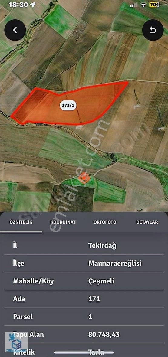 Marmaraereğlisi Çeşmeli Satılık Tarla Güvercin Yapıdan Acill Satılık 228 Metre Arsa Kelepirrr